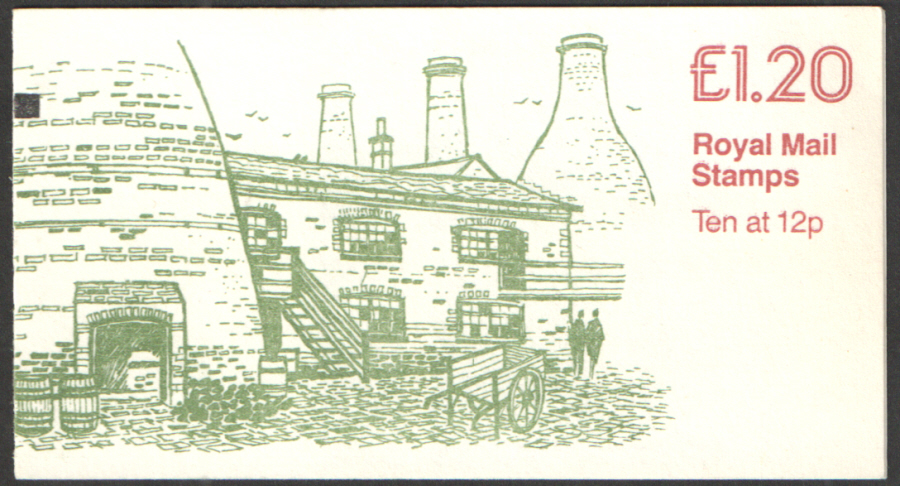 (image for) FJ3B / DB8(13)A + BMB Perf E1 £1.20 Bottle Kilns Right Margin Folded Booklet